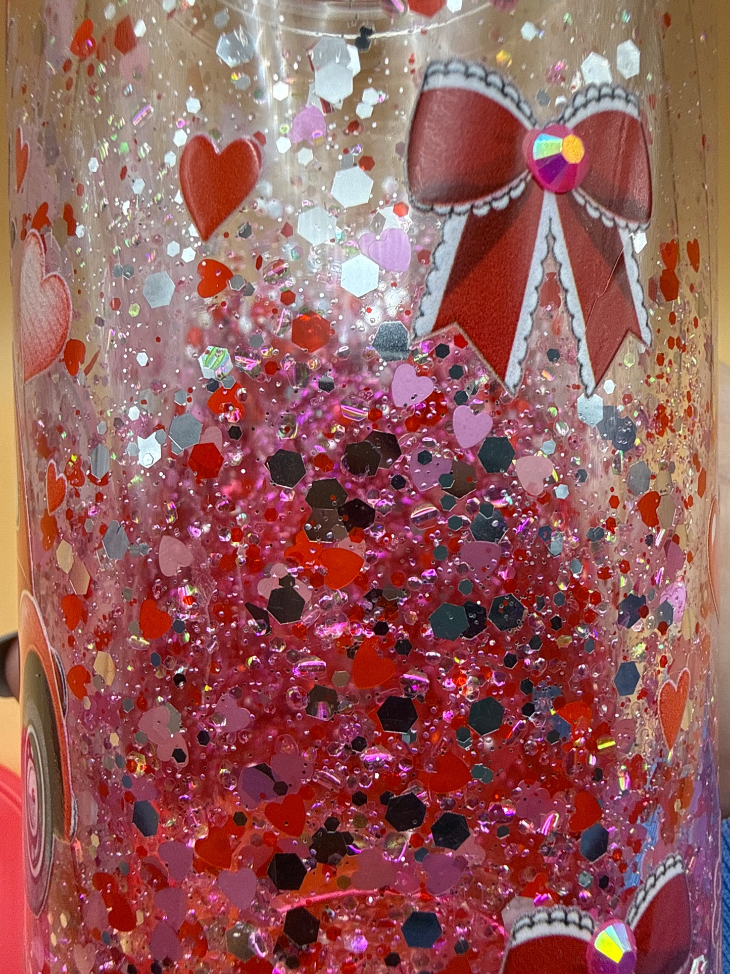 16oz Valentine’s snowglobe tumbler