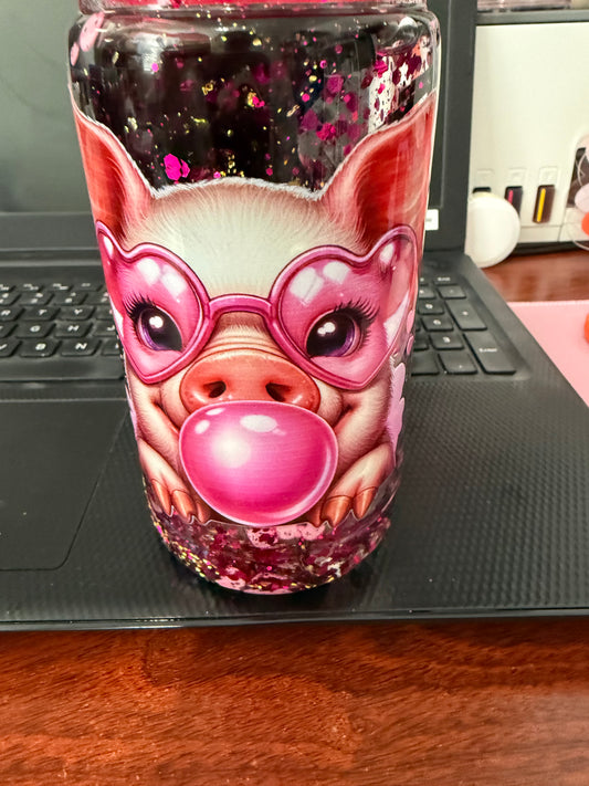 Bubble Pig Snowglobe Tumbler