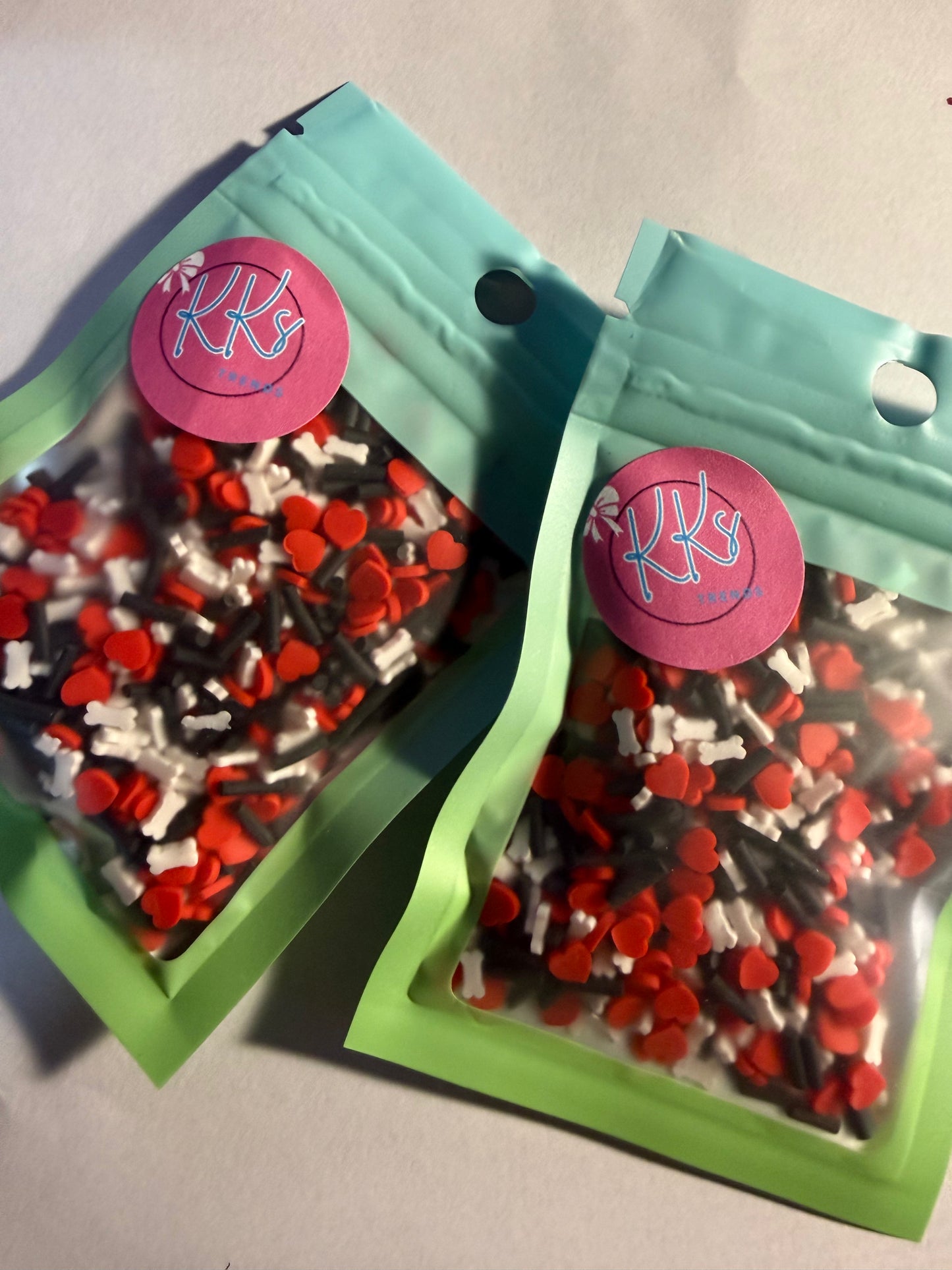 Dog bones with Hearts & black sprinkles