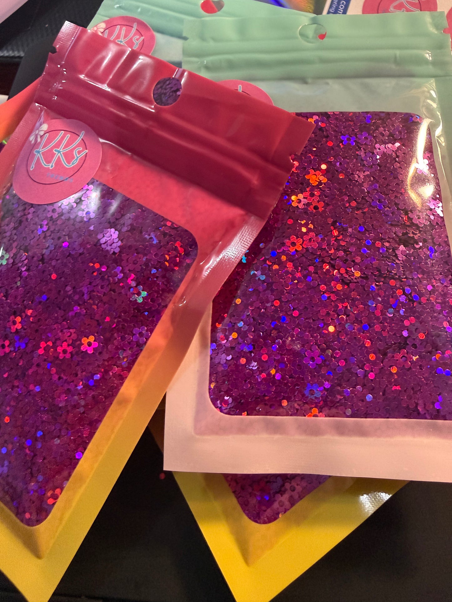 Purple Holographic Flowers