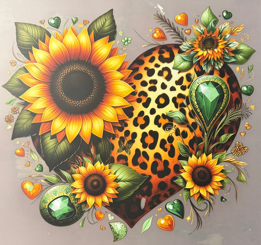 LEOPARD HEART W/SUNFLOWERS