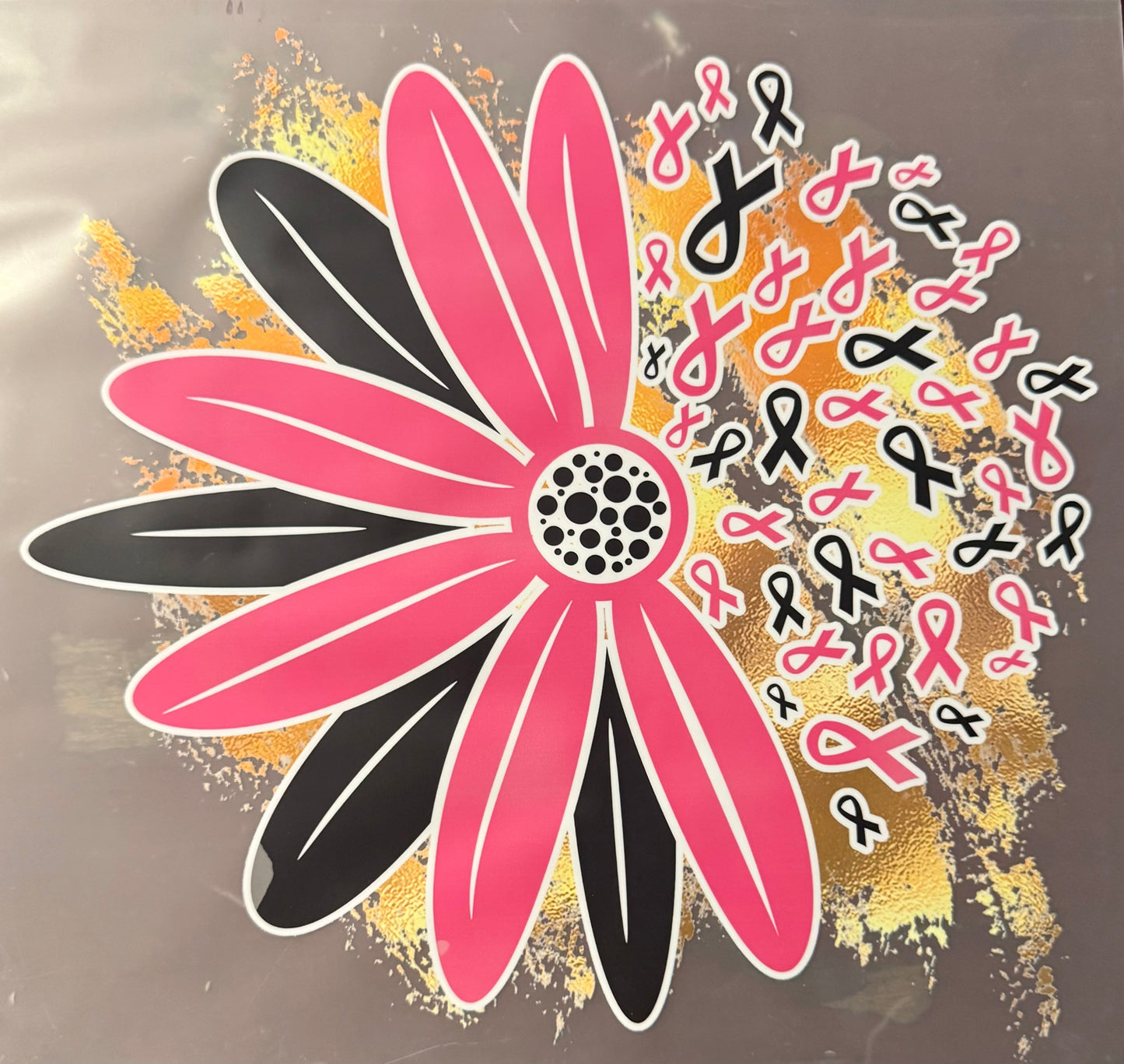 BLACK & PINK RIBBONS WITH FLOWER