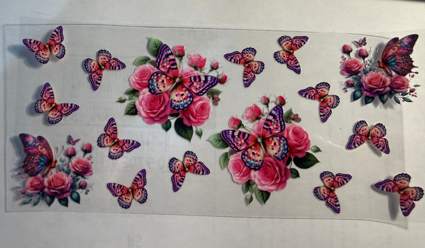 COLORFUL BUTTERFLIES WITH ROSES