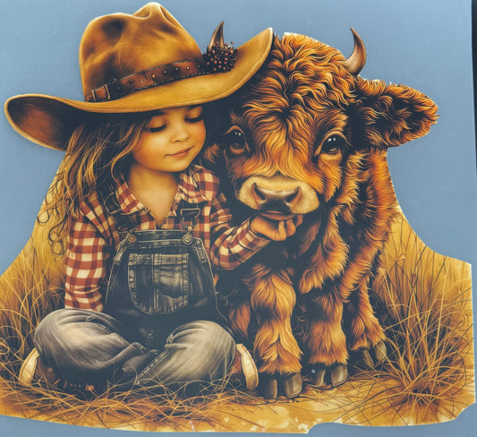 LITTLE GIRL WITH BABY COW