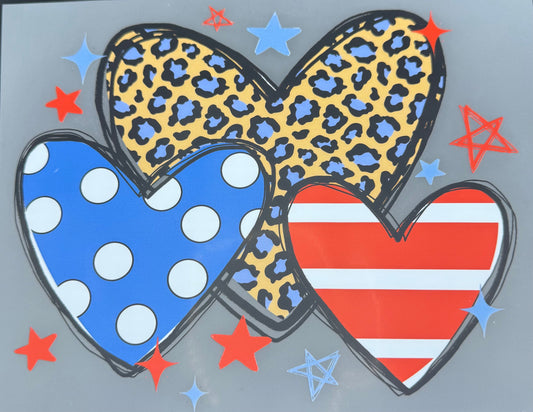 RED WHITE BLUE HEARTS