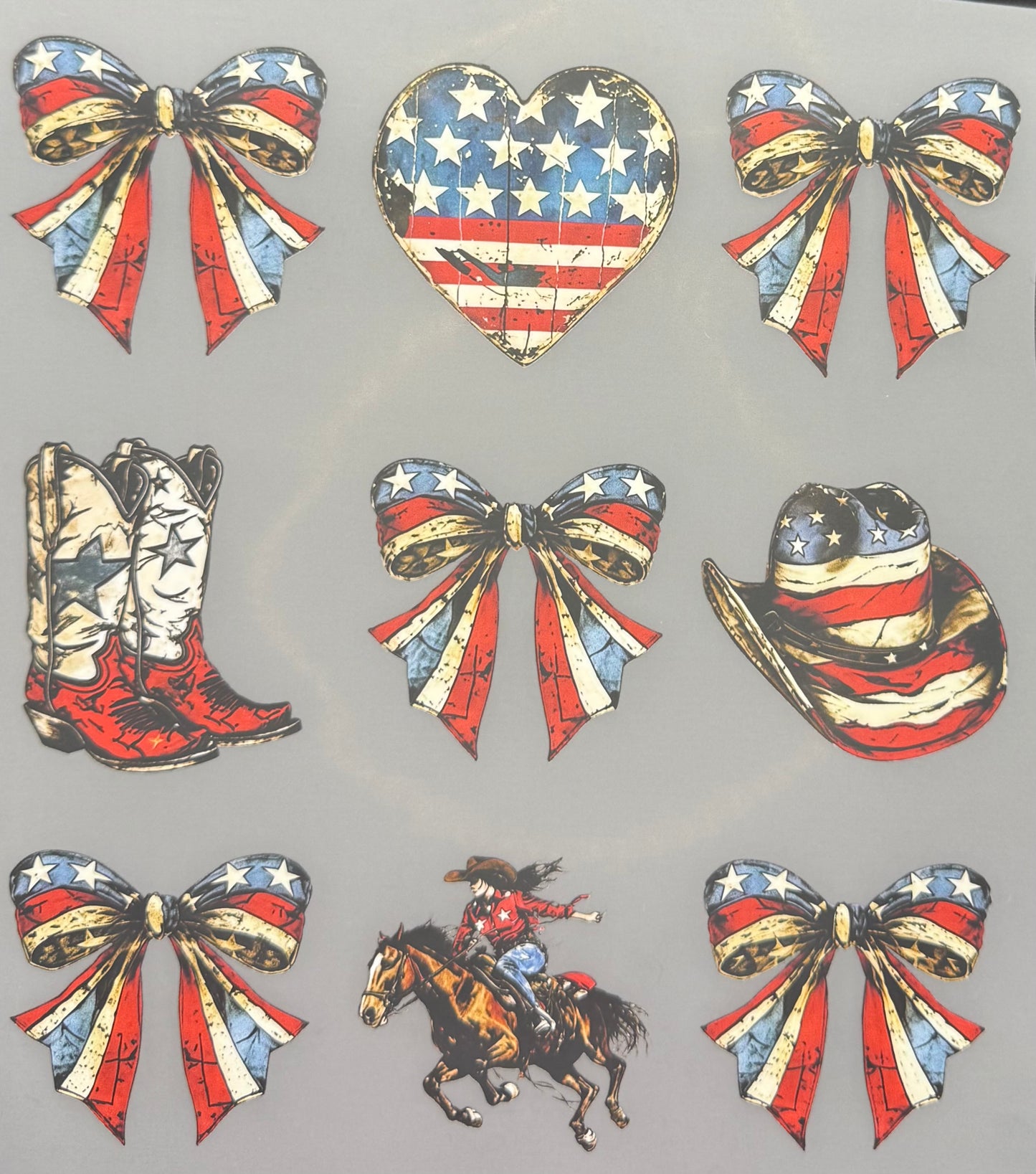 AMERICA BOOTS, BOWS, HEARTS, COWBOY HATS