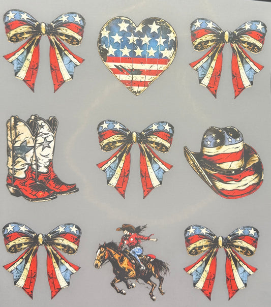 AMERICA BOOTS, BOWS, HEARTS, COWBOY HATS