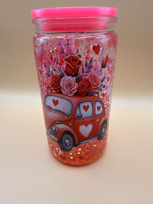 16oz Valentine’s snowglobe tumbler