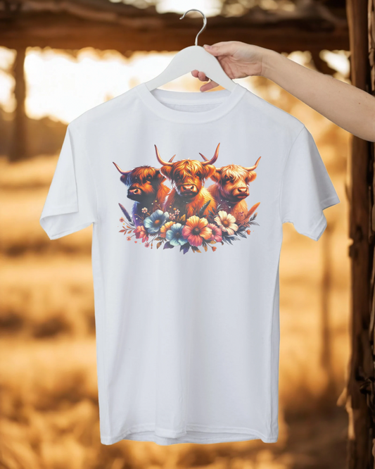 3 COWS WITH FLOWERS & STARS