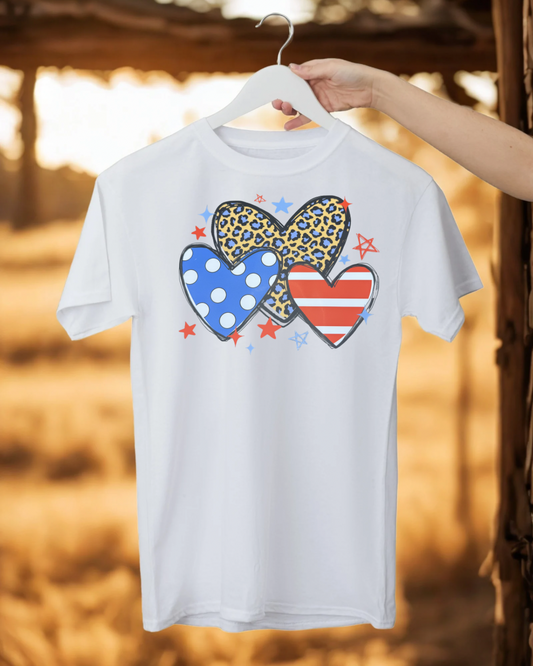 RED WHITE BLUE HEARTS