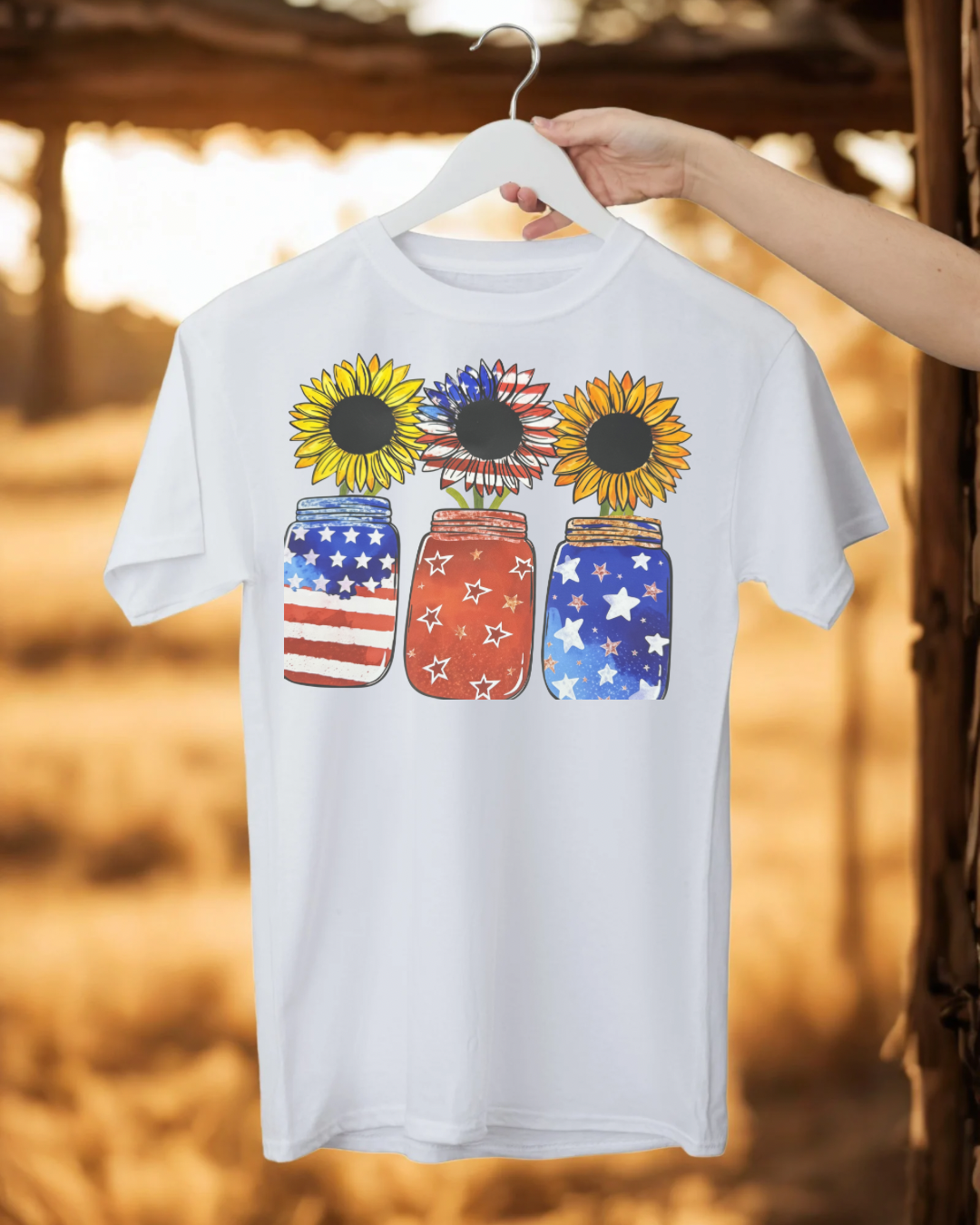 AMERICAN MASON JARS WITH SUNFLOWERS