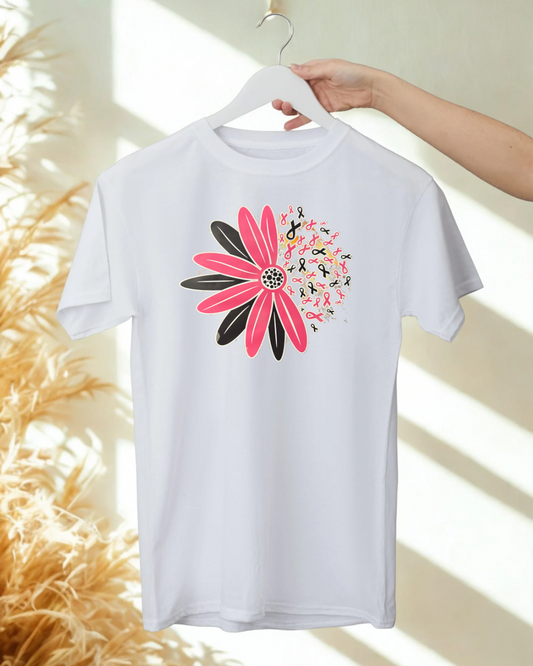 BLACK & PINK RIBBONS WITH FLOWER