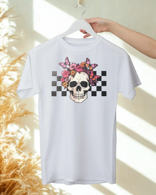SKULL BUTTERFLIES FLOWERS