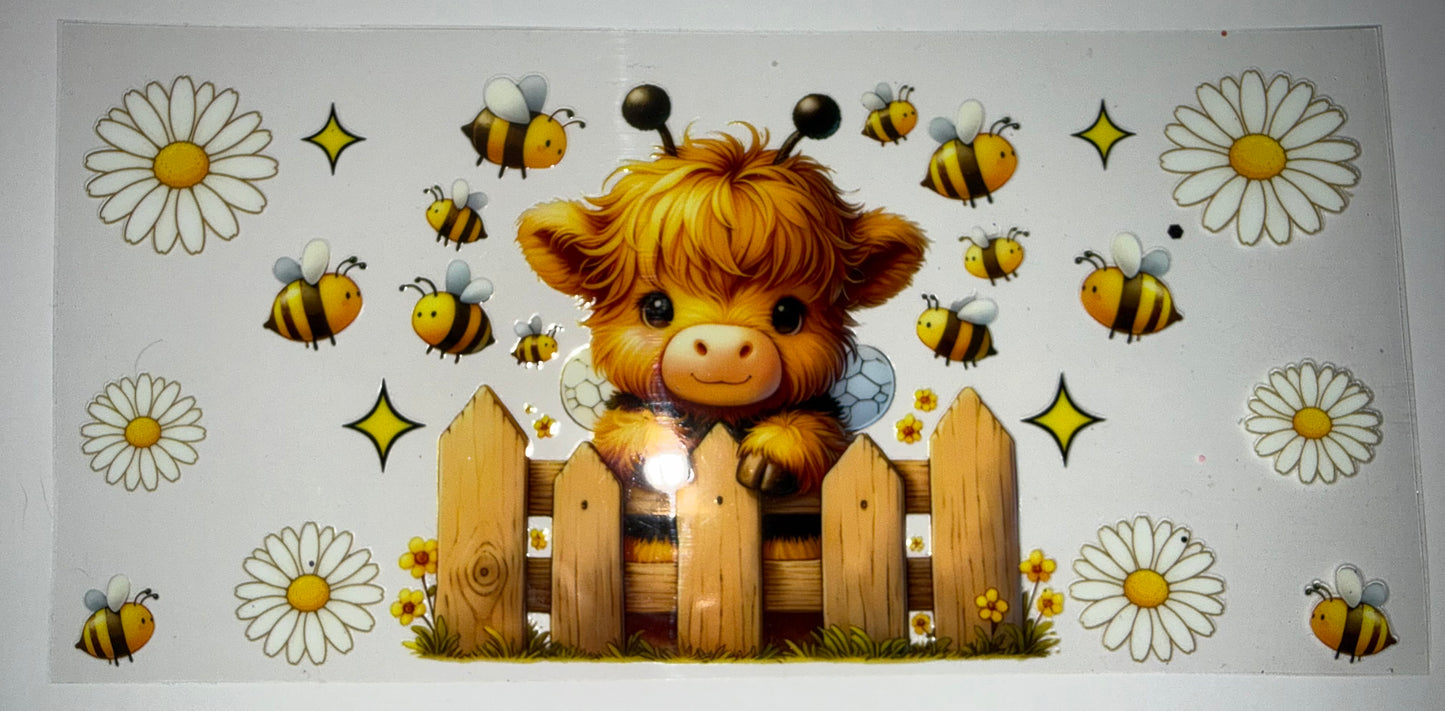 Cow w/Daisies & Bees