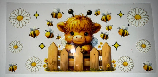 Cow w/Daisies & Bees