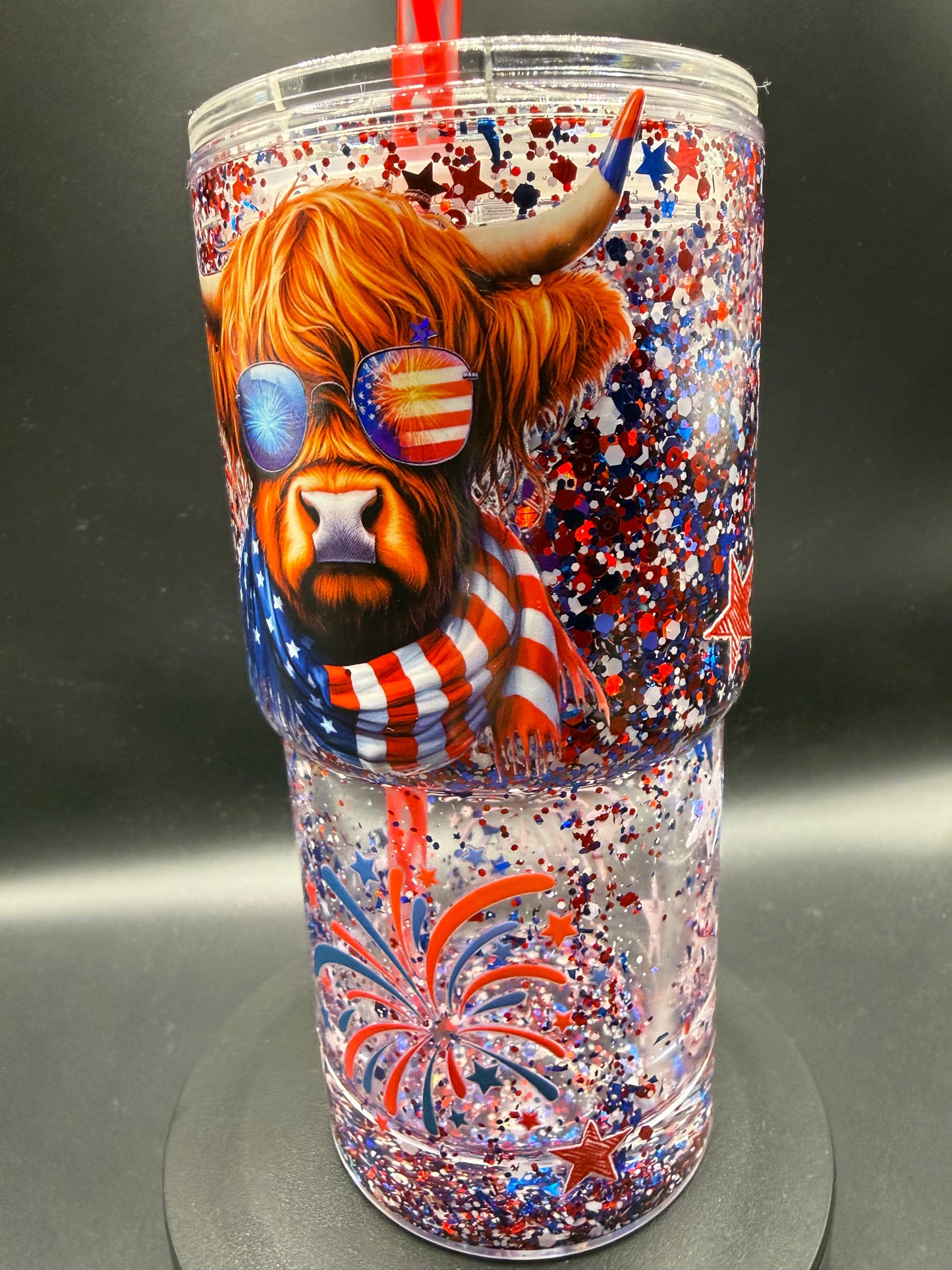 18oz American Cow Snowglobe Tumbler