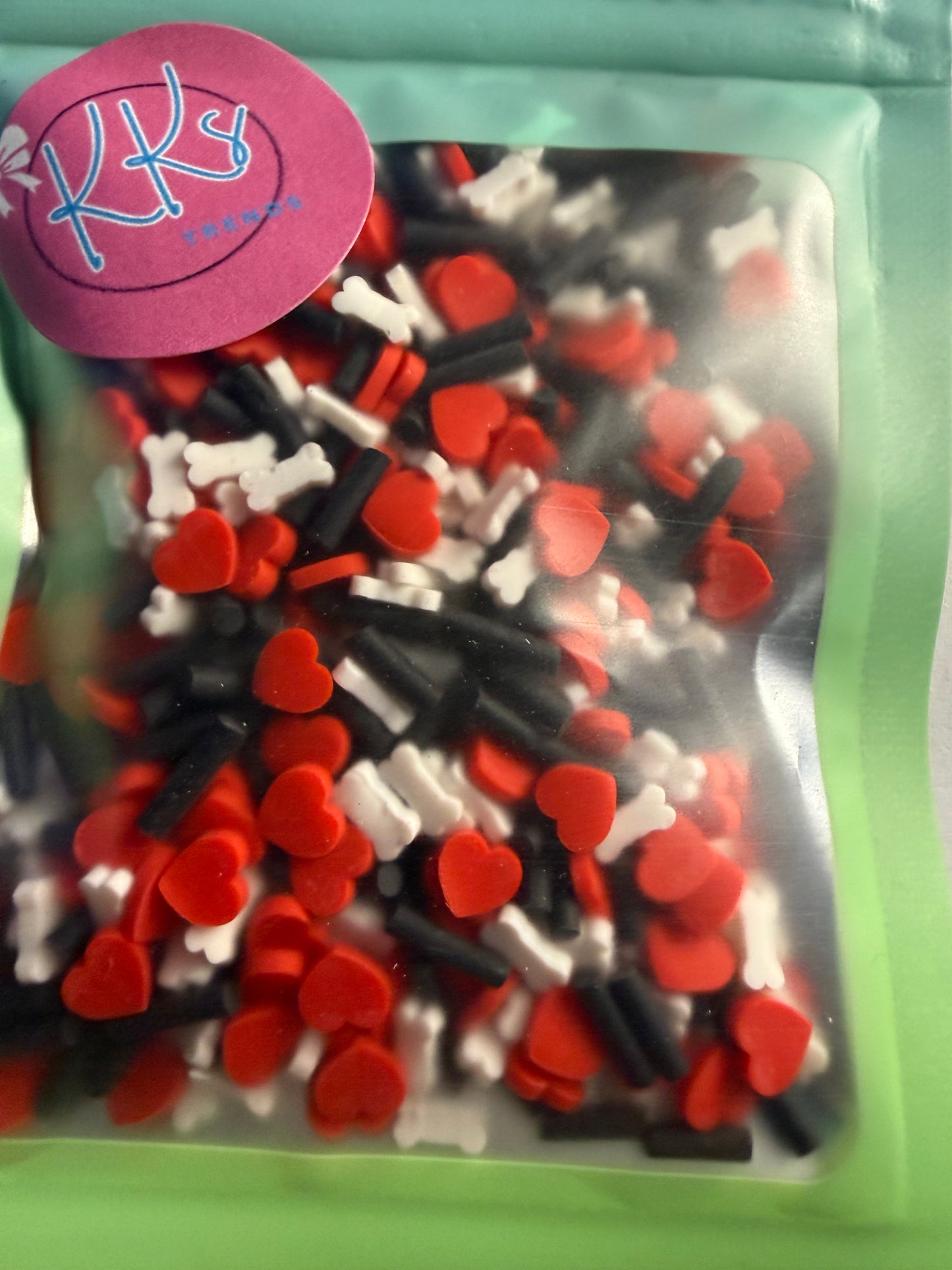 Dog bones with Hearts & black sprinkles