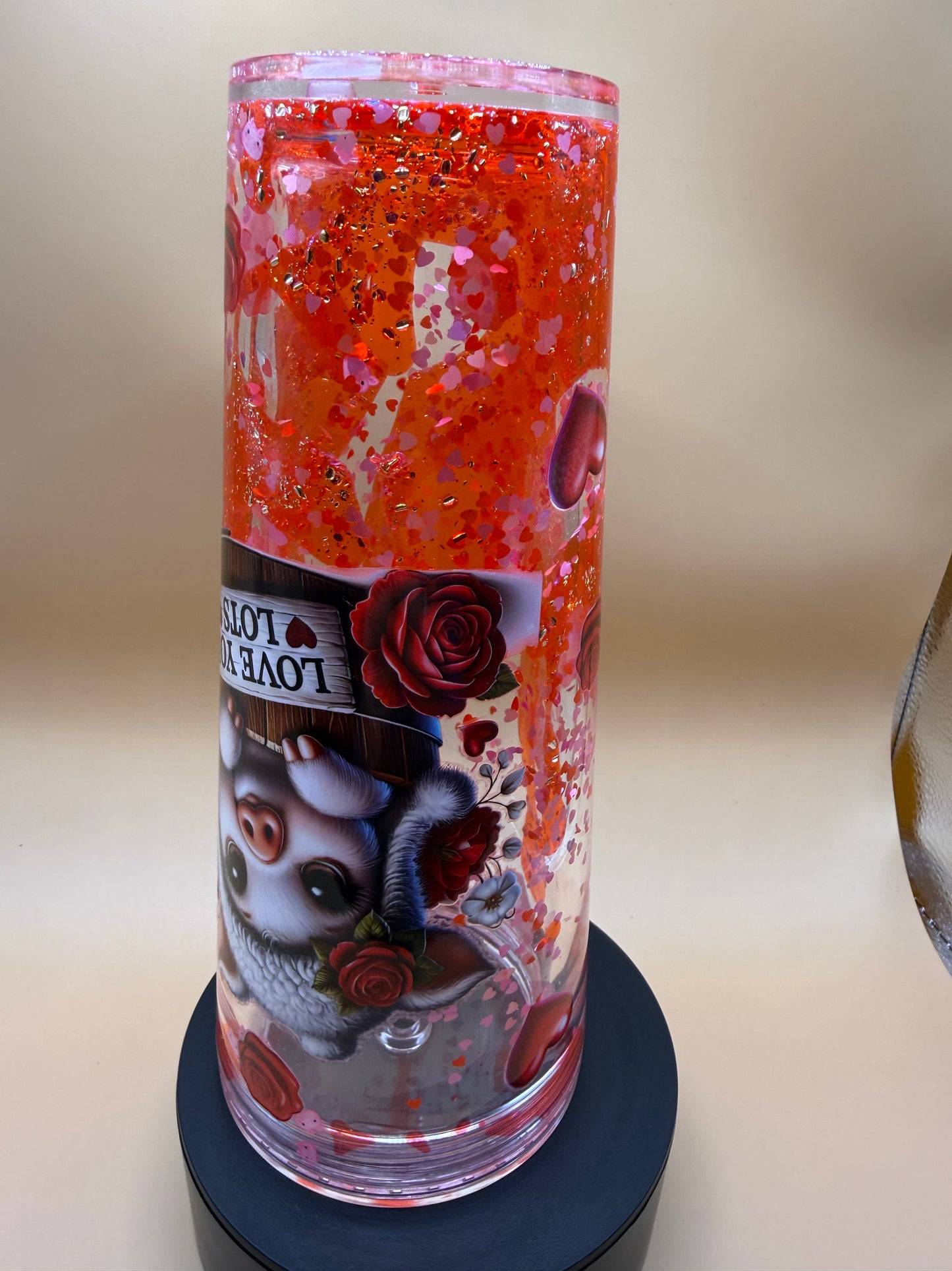 24oz Valentines Piggy Snowglobe Tumbler