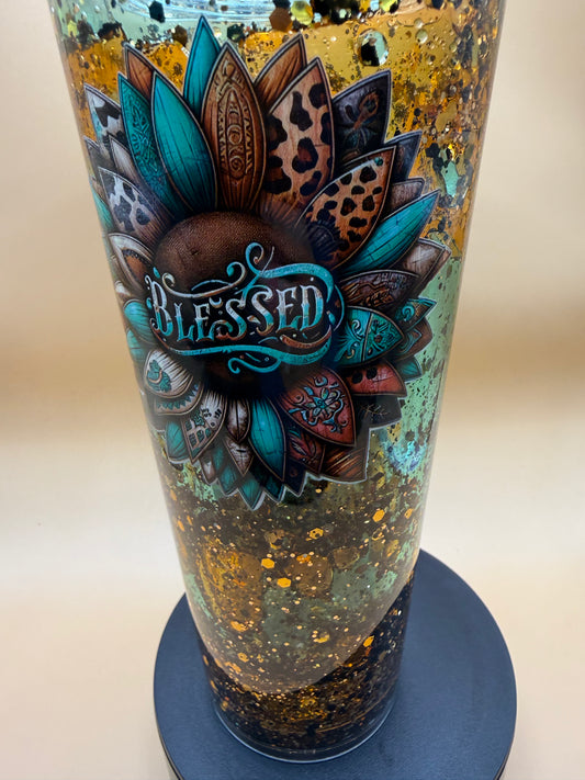 24oz Blessed Snowglobe Tumbler