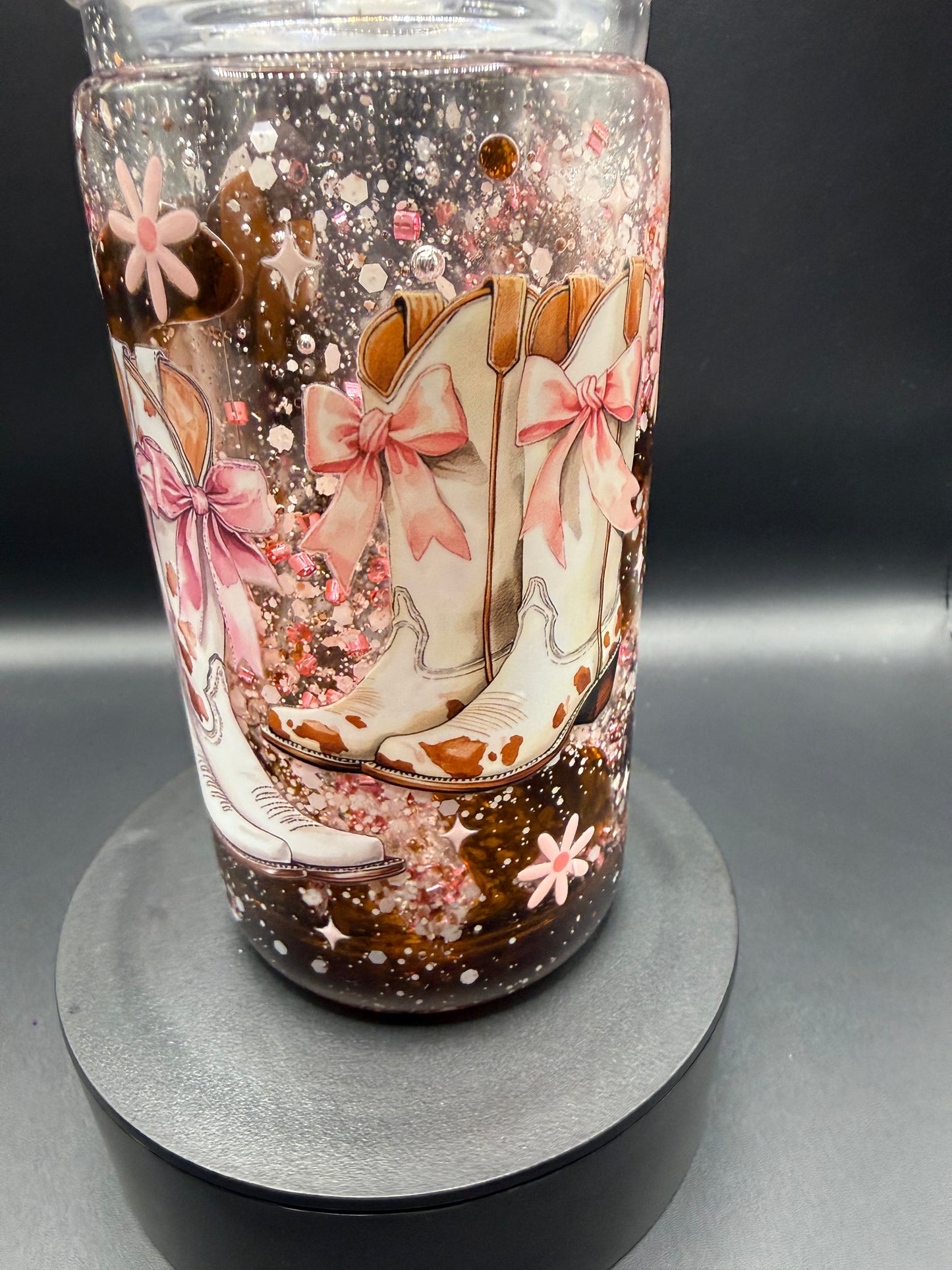 16oz Cowgirl pink-Snowglobe Tumbler