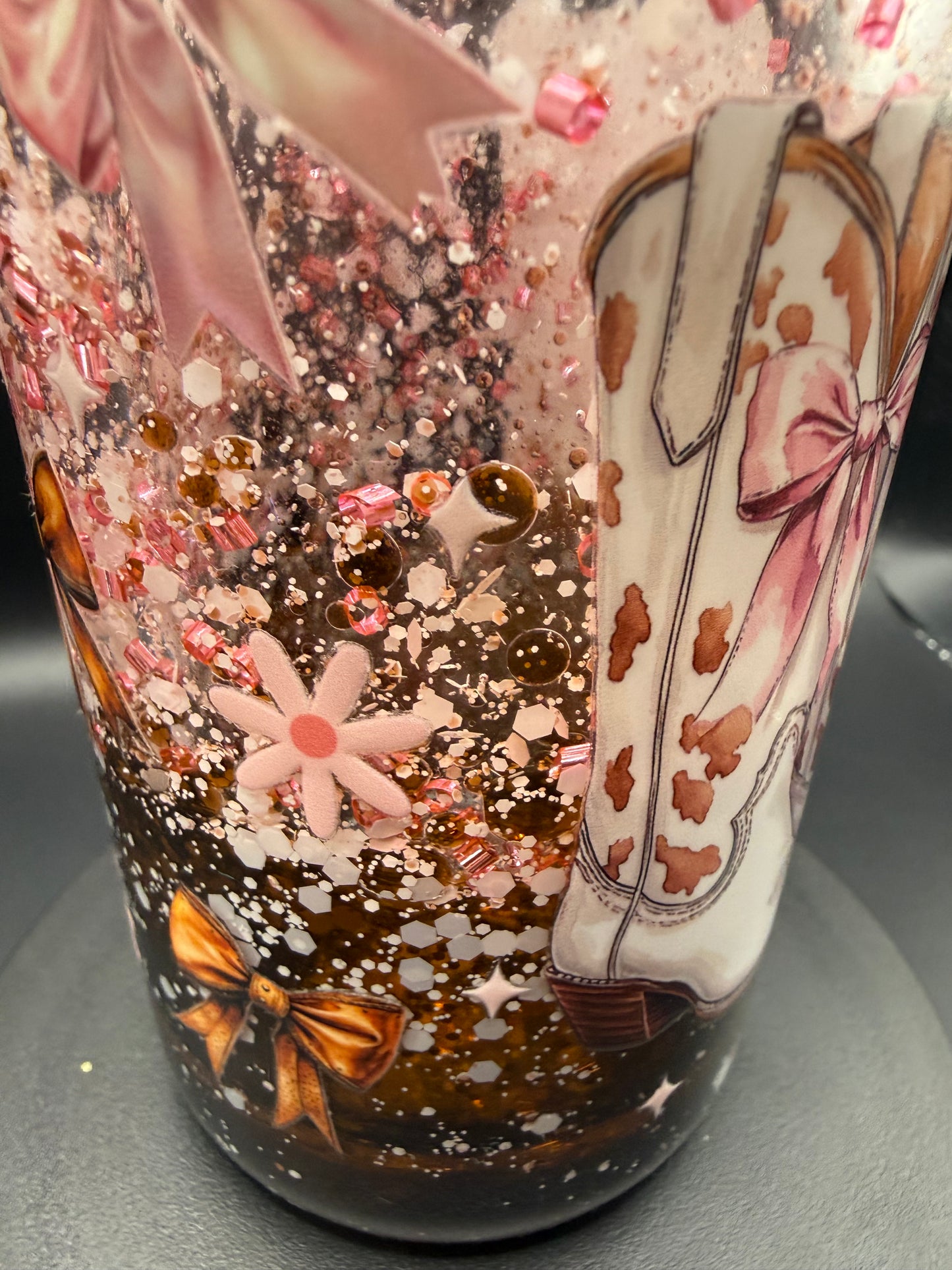 16oz Cowgirl pink-Snowglobe Tumbler