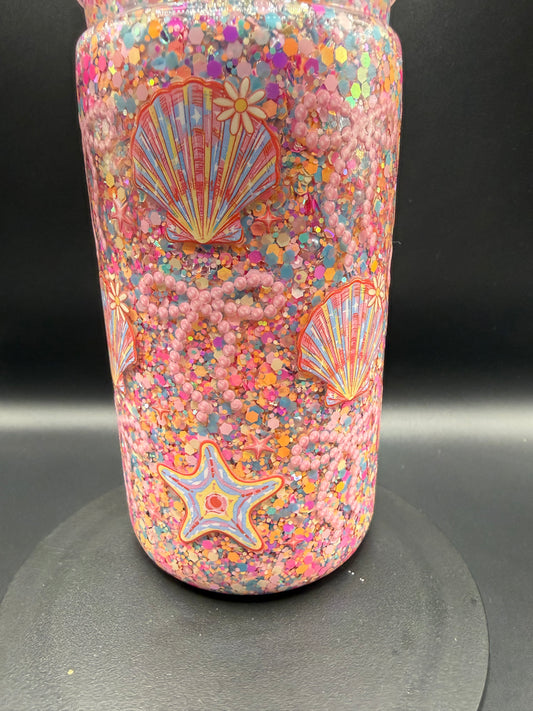 16oz Shells & Bows Snowglobe Tumbler