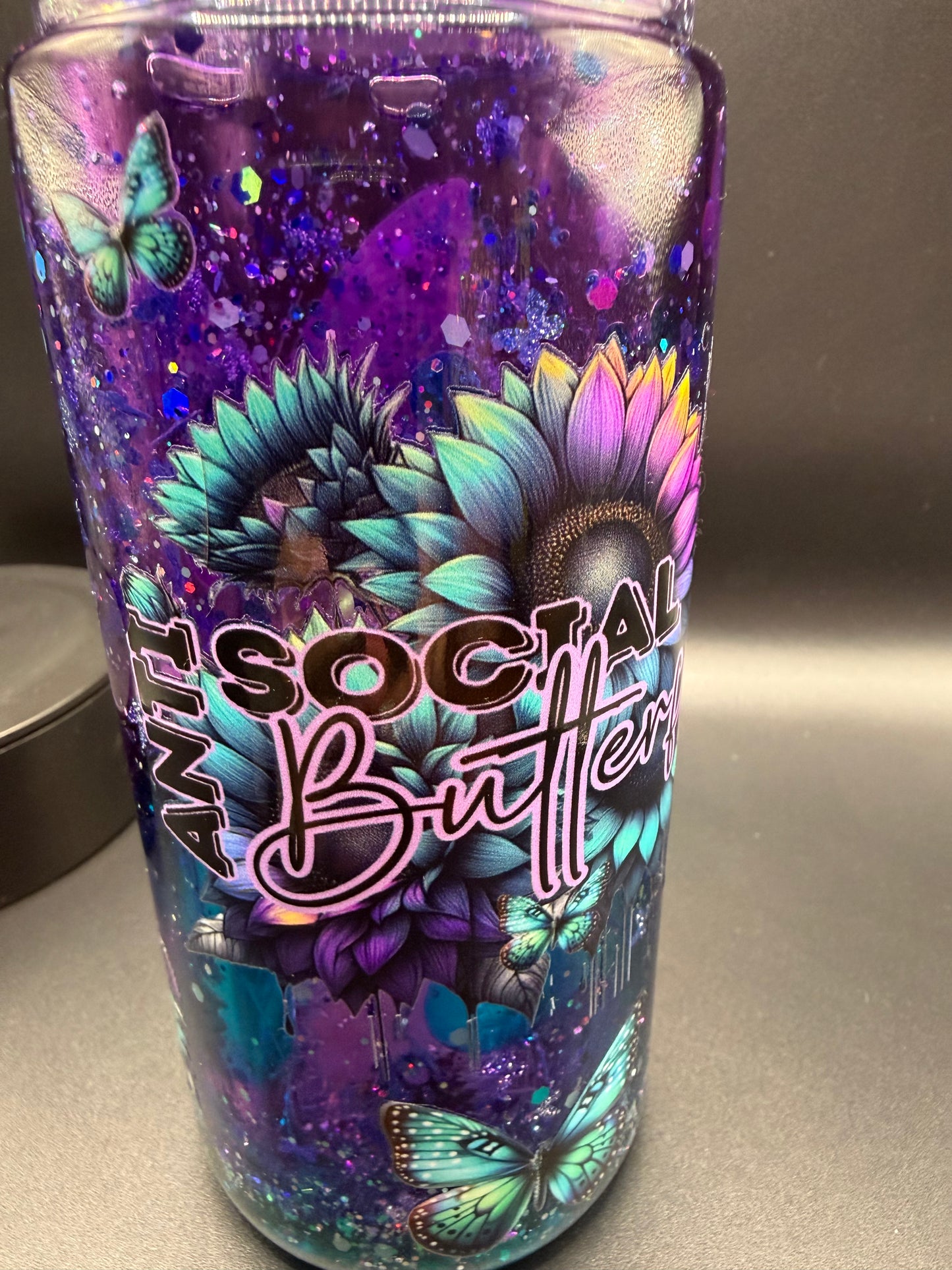 20oz Anti-Social Butterfly Snowglobe Tumbler