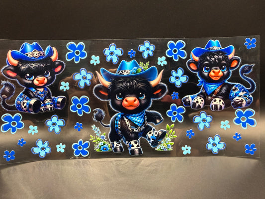 Cow w/Blue Flowers