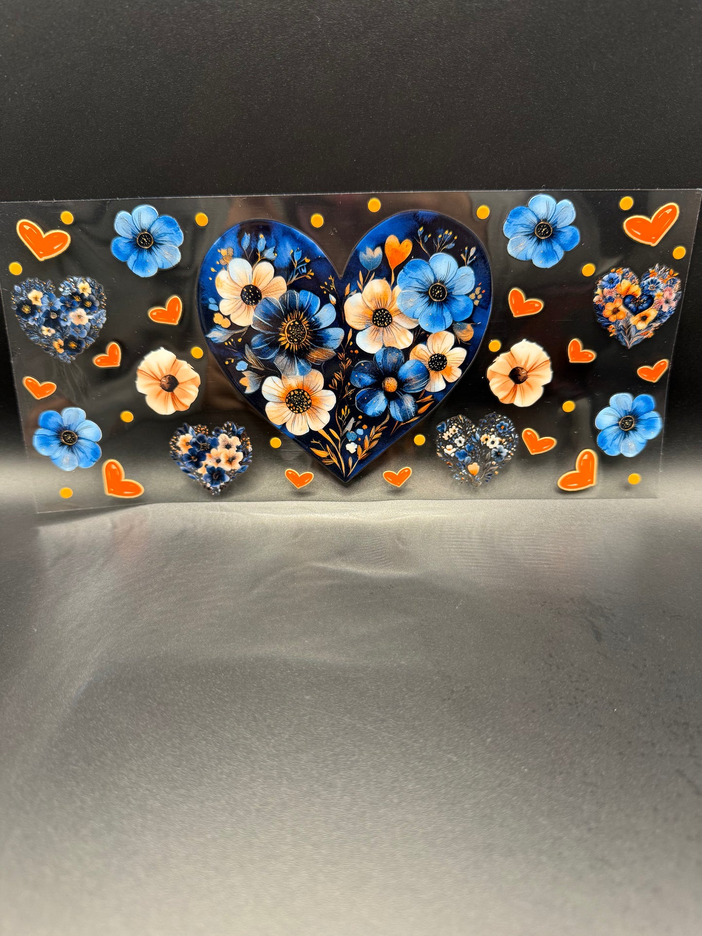 Heart w/Orange & Blue Flowers