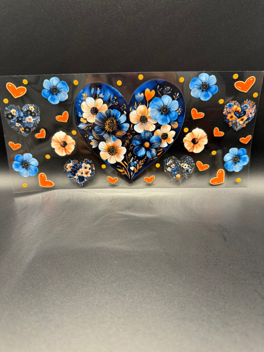 Heart w/Orange & Blue Flowers