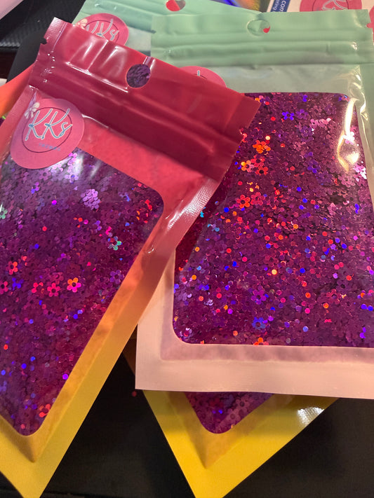 Purple Holographic Flowers