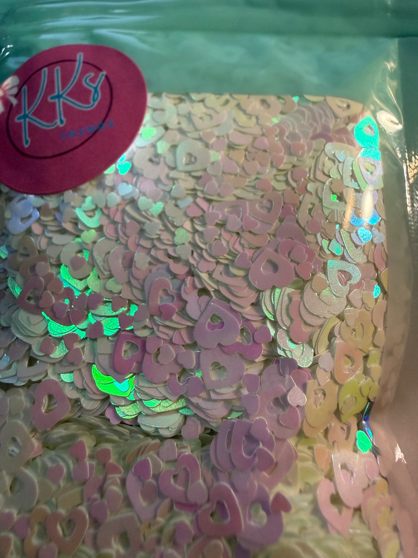 Hearts-White Holographic