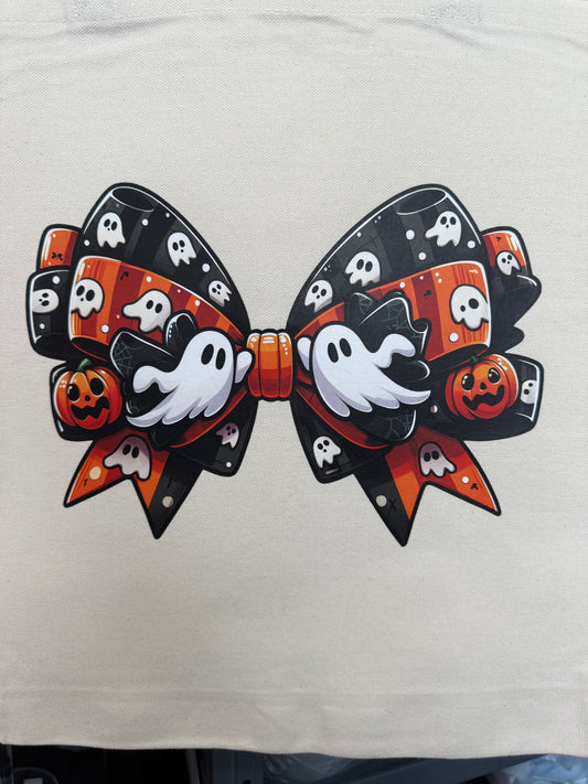HALLOWEEN CANVAS TOTE BAG - BOW