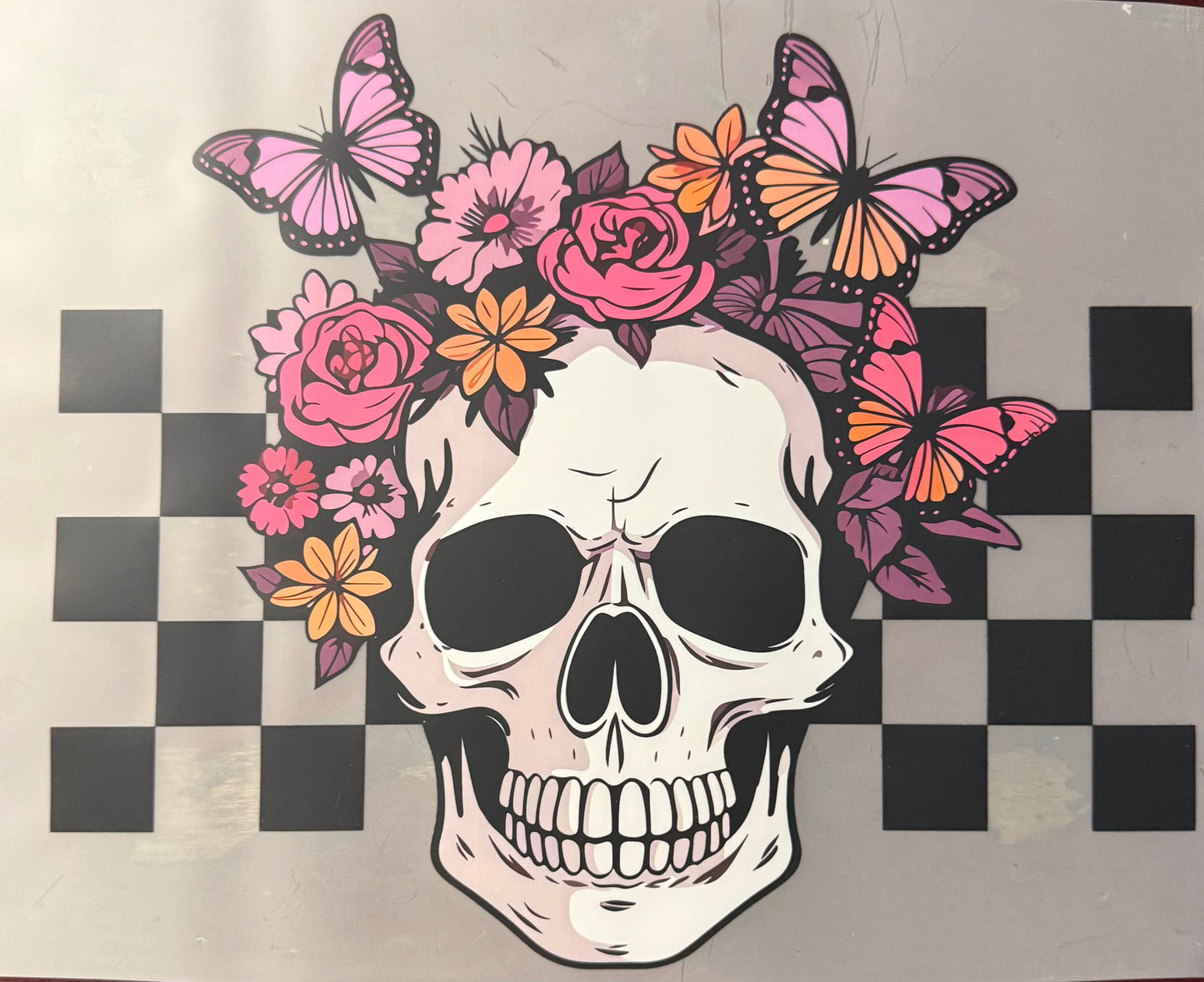 SKULL BUTTERFLIES FLOWERS