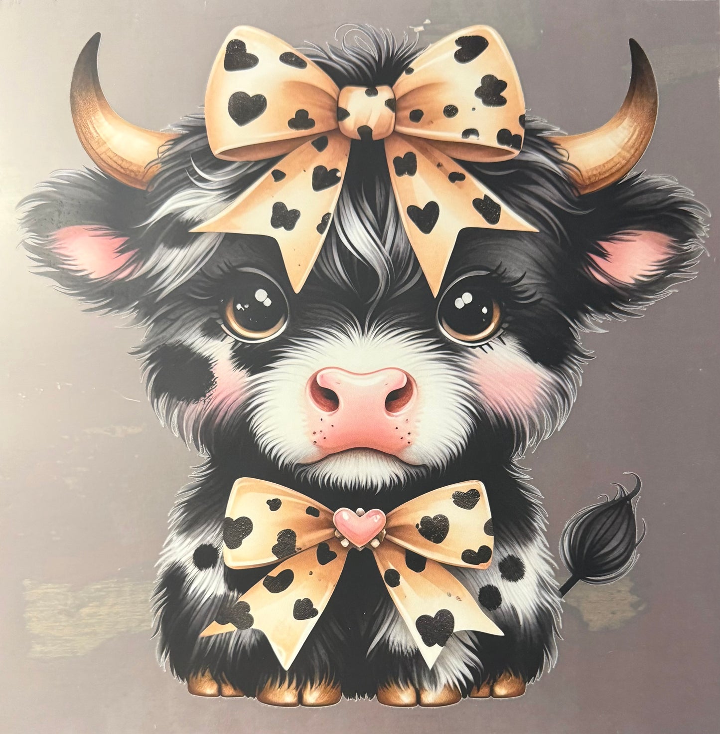 BLACK COW WITH BOWS
