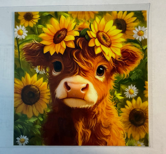 BROWN COW W/SUNFLOWERS