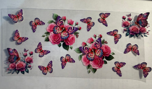 COLORFUL BUTTERFLIES WITH ROSES