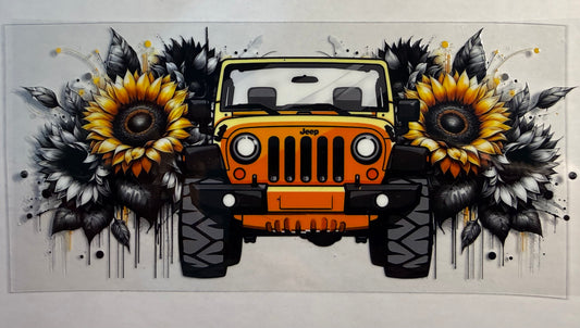 YELLOW JEEP W/SUNFLOWERS