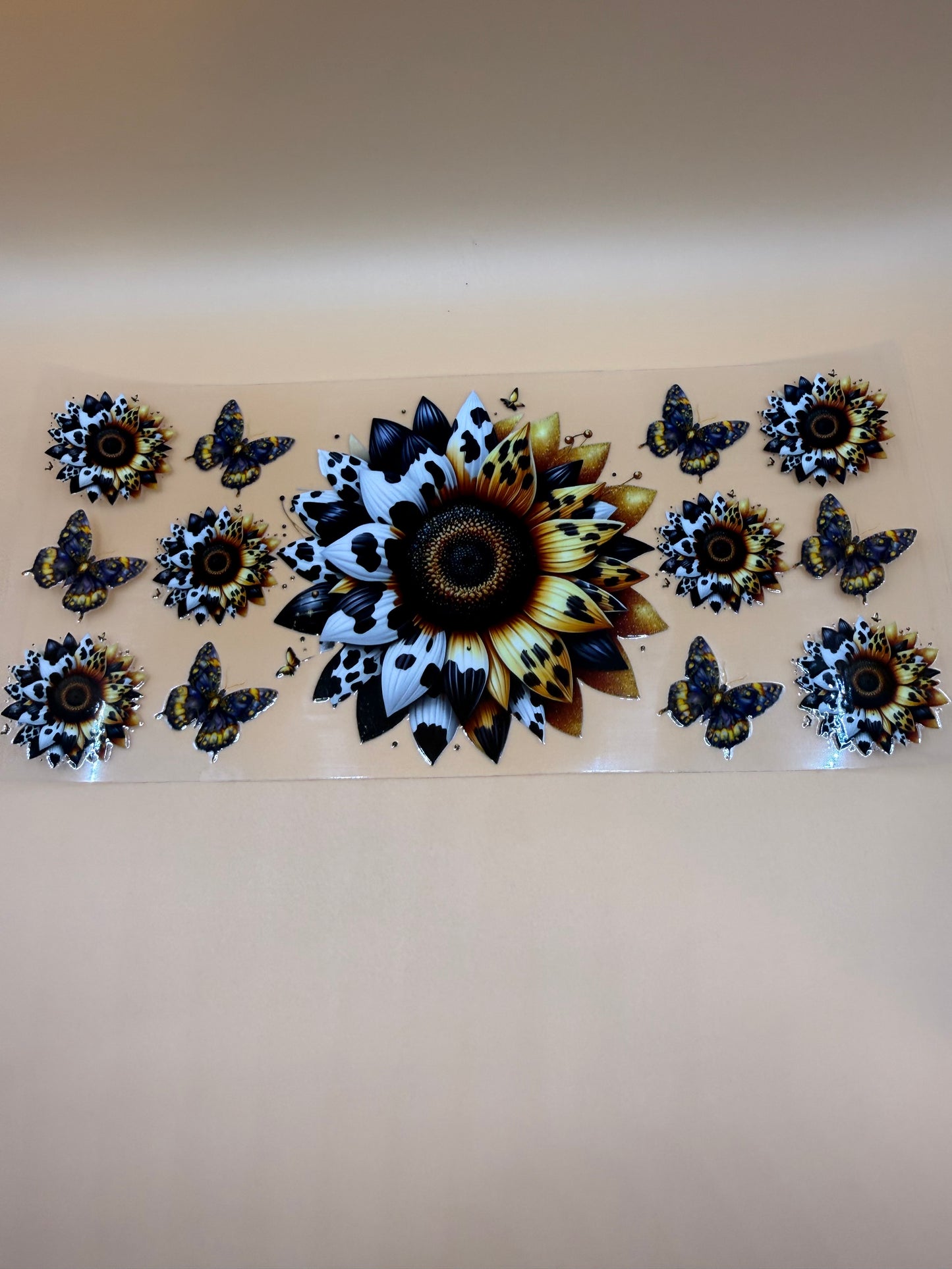Cow Print Sunflower & Butterfly
