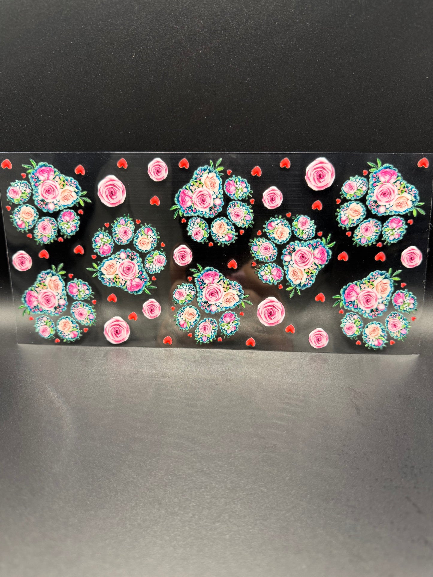PAW PRINT WITH PINK FLOWERS