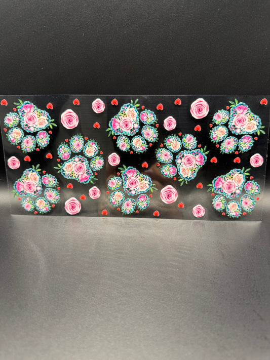 PAW PRINT WITH PINK FLOWERS