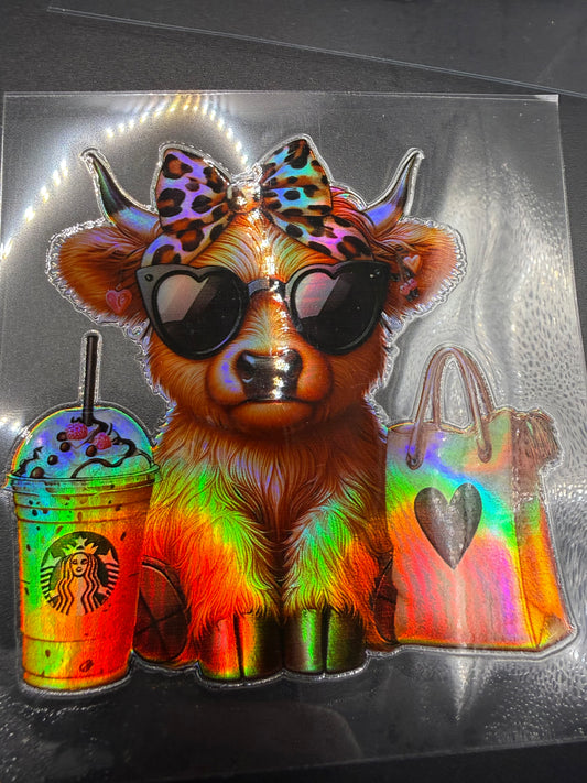 STARBIES COW W/BLACK HEART GLASSES - HOLOGRAPHIC