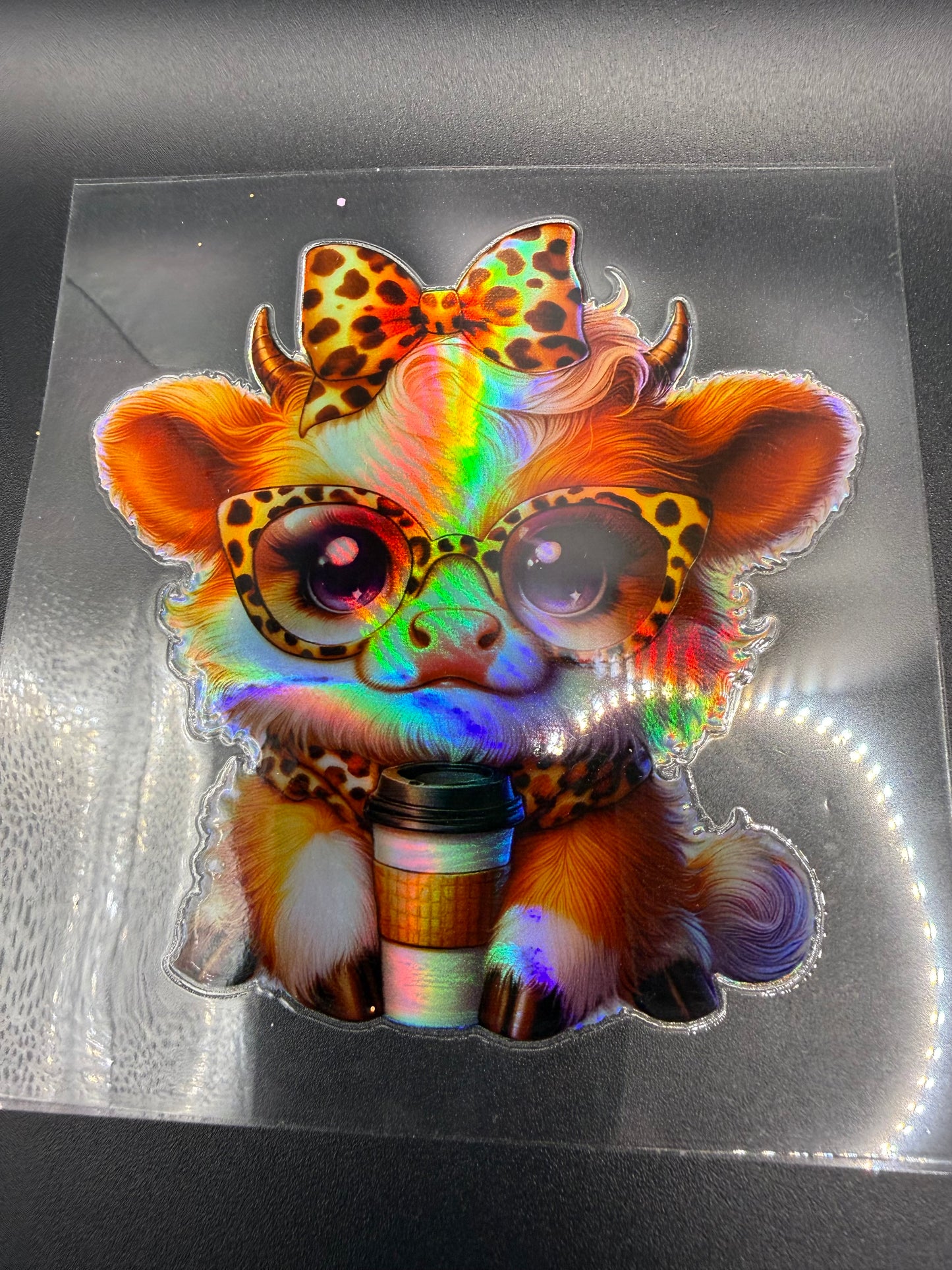 BOUJIE COW W/LEOPARD GLASSES - HOLOGRAPHIC