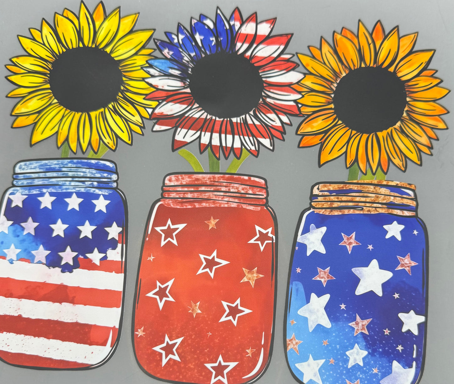 AMERICAN MASON JARS WITH SUNFLOWERS