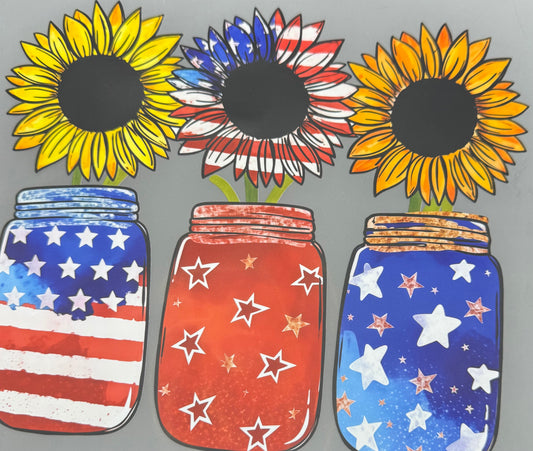 AMERICAN MASON JARS WITH SUNFLOWERS
