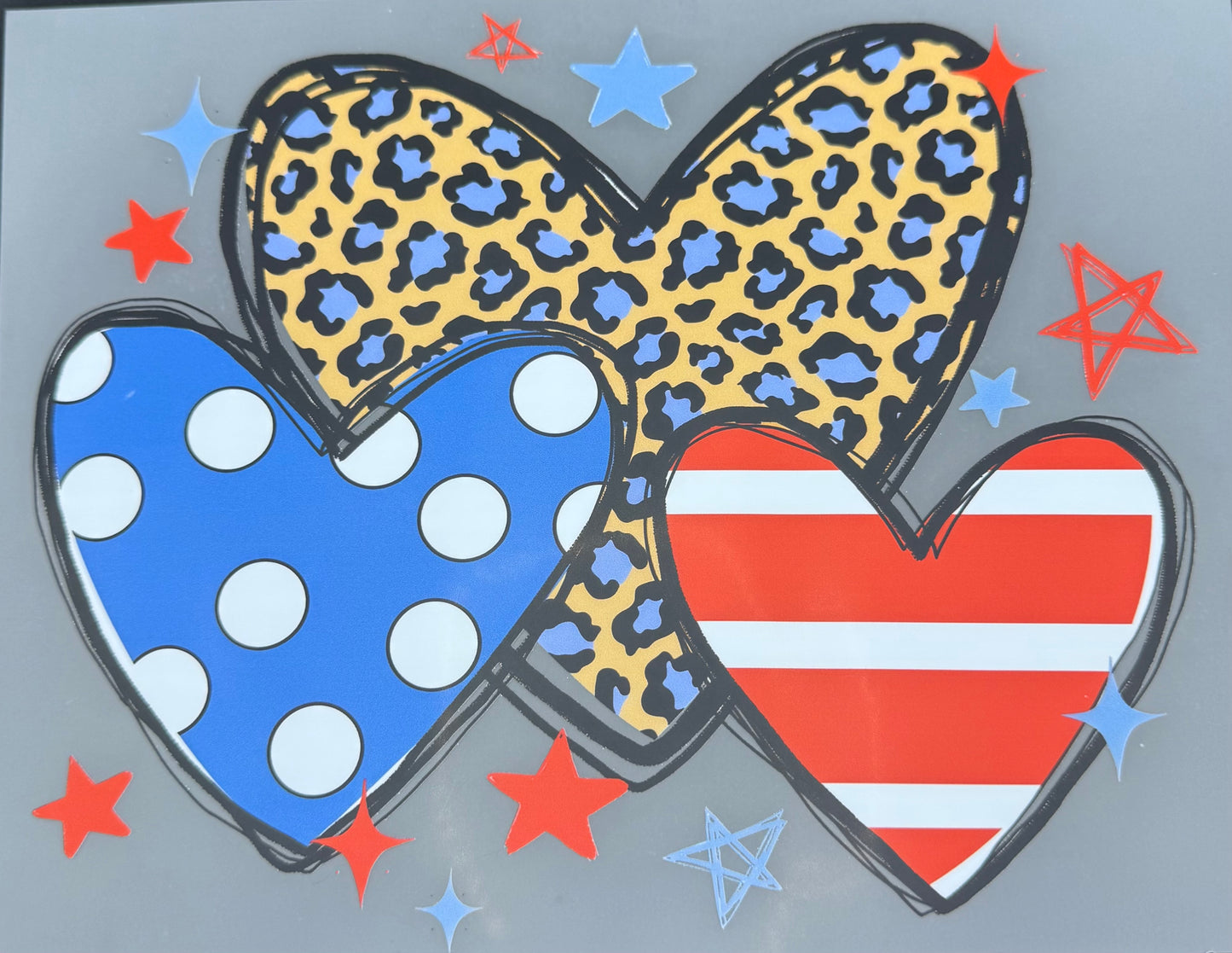 RED WHITE BLUE HEARTS