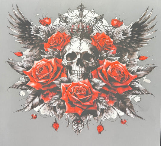 SKULLS W/RED ROSES