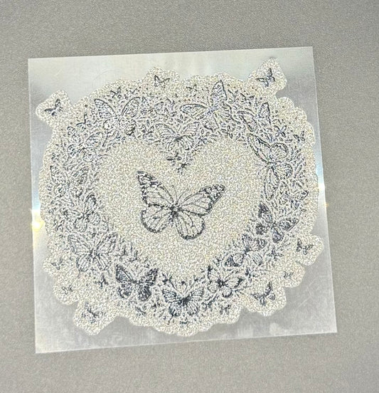 BLACK BUTTERFLY HEART - GLITTER