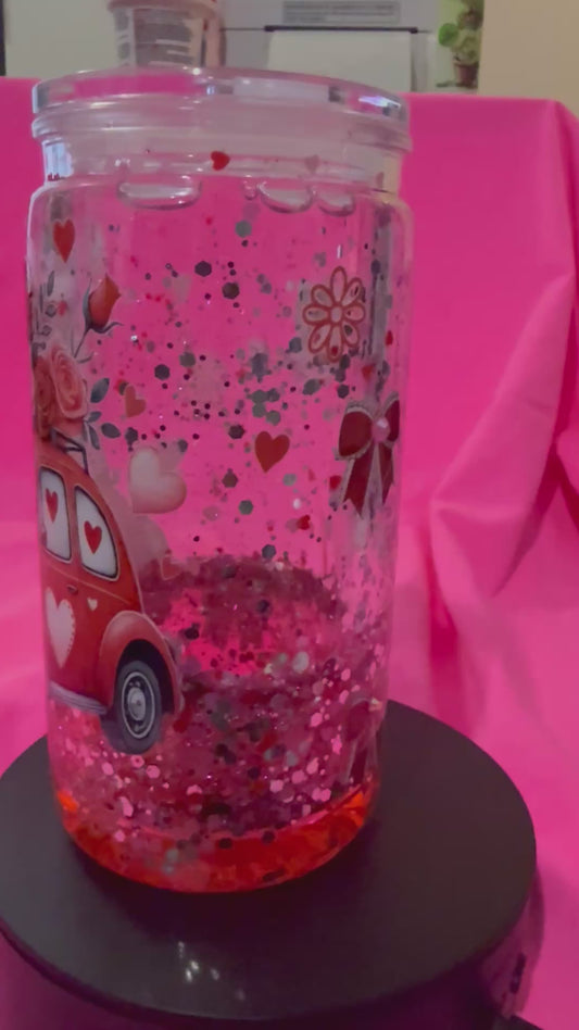 16oz Valentine’s snowglobe tumbler