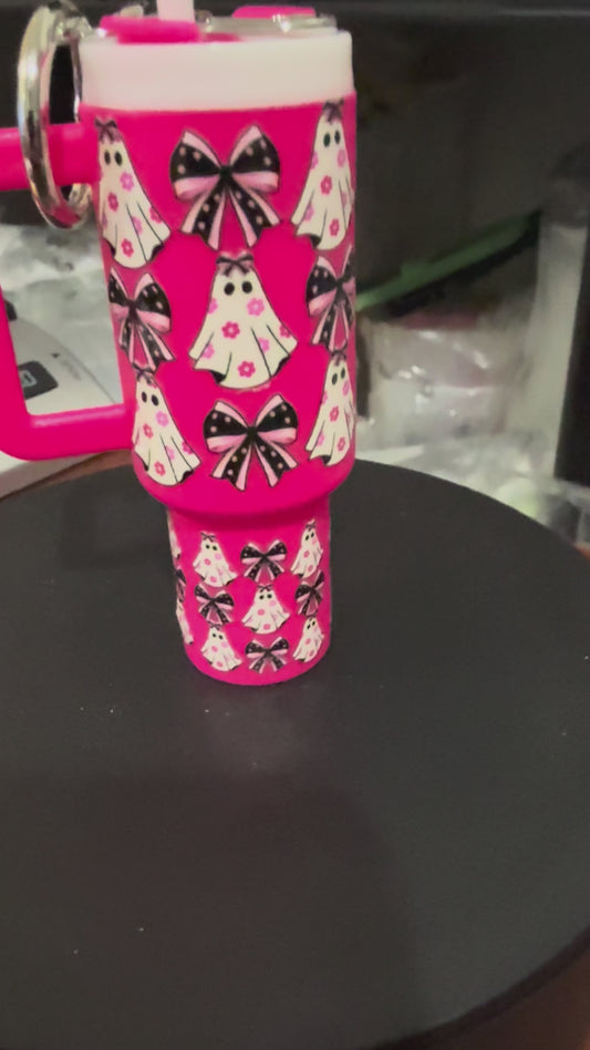 Mini Stanley Keychain - Pink Ghost & Biws